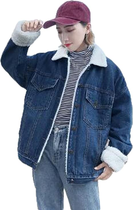 Amazon Gudeke 秋冬 ボアコート デニムジャケット レディース 裏ボア ショート丈 ムートンコート 厚手 大きいサイズ 裏起毛 フェイク コート 防寒ジャケット ゆる 無地 あったか 通勤 コート ジャケット 通販