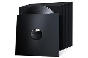 VKheroKV 10PCS Vinyl Record Paper Sleeves Kraft Paper Covers Record LP Jackets Cardboard with Center Hole Dust Sleeves for Vinyl Recodes (12 INCH, Matte Black)