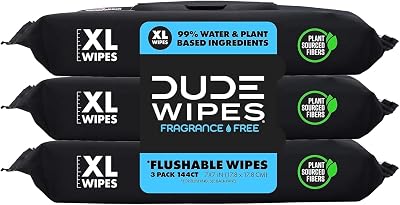 DUDE Wipes Flushable Wet Wipes Dispenser 3 Packs 48 Unscented Vitamin E Aloe