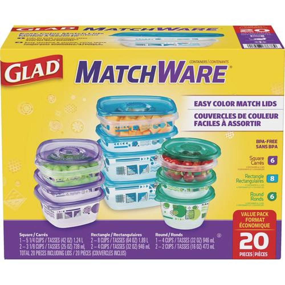 Glad MatchWare Food Storage Containers 20 Piece Variety Set