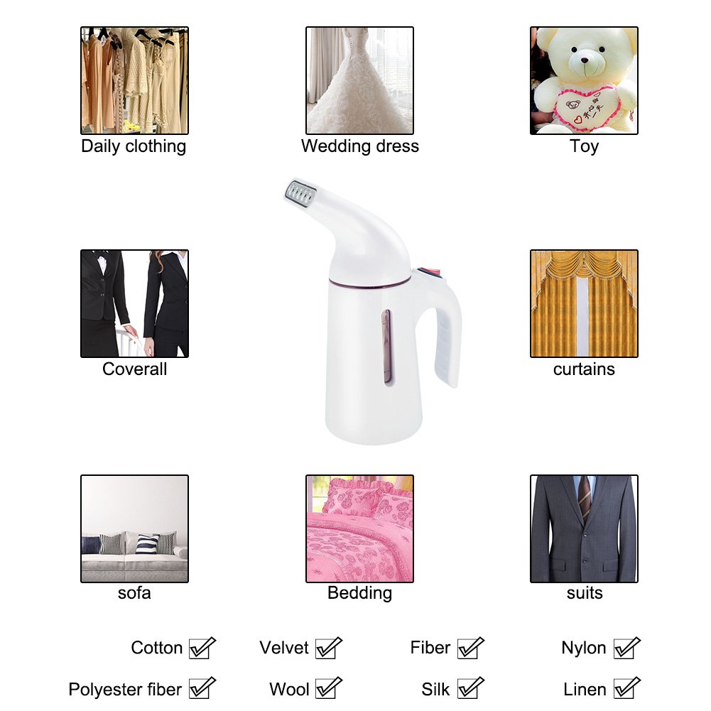 Garment Steamer Travel Fabric Steamer with 150ml Water Tank 45 Seconds Heat-Up Auto Shut-Off Safety Protection Perfect for Home & Hotel