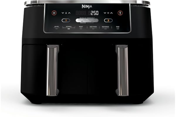 Ninja Foodi Air Fryer, 10 Qt/9.5L DualZone, 6-in-1, Black, DZ302C | Air fry, broil, roast, keep warm, dehydrate, bake, 2x5 Qt