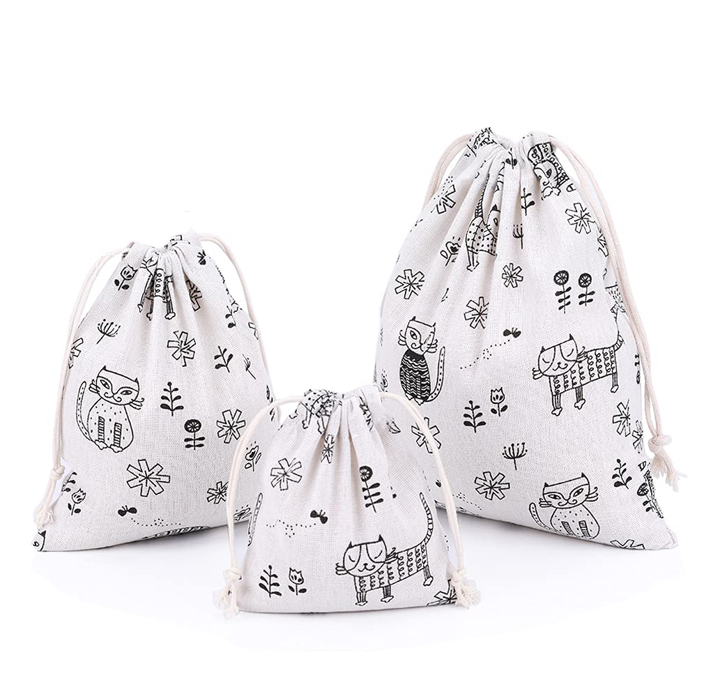 Amoyie 3 pcs Drawstring Storage Bags Set for Kid Stuff Travel Home Accessorie