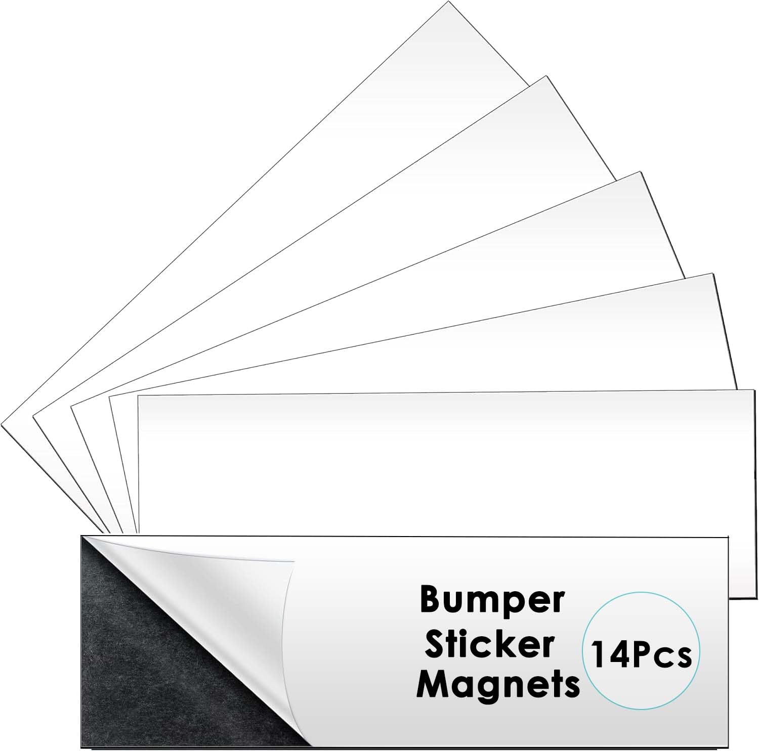 Photo 1 of 14Pcs 12" X 4" Bumper Sticker Magnets, Flexible Magnetic Bumper Sticker Sheet with Self Adhesive, Turn Any Decal Into a Strong Magnet, Easy to Cut