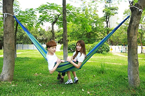 ValueHall Outdoor-weicher Baumwolle Stoff brasilianische Hängematte doppelte Breite 2 Person Reisen Camping Hängematte V7010 (Heißes Blau) – Bild 3