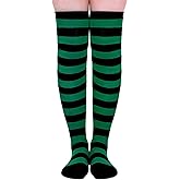 SUMERSHA Women's Long Striped Socks Over Knee High Stockings for Women Girls Halloween Costume Party Accessories Witch Socks
