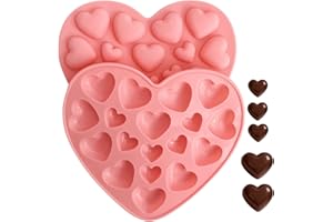 Heart Shaped Silicone Molds 2 Pack, 36-Cavity Food Grade Silicone Chocolate Candy Gummy Mold Set, Non-Stick Reusable Heart Si