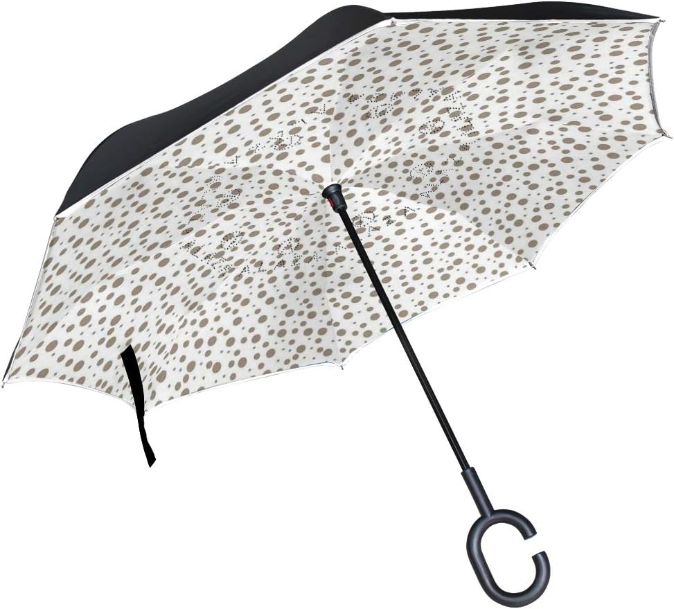 Jacksome Brown Windproof Double Layer Folding Inverted Umbrella Self Stand Upside-Down Rain Protection Car Reverse Umbrella Umbrellas with C-Shaped Handle