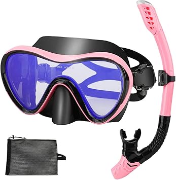 Amazon シュノーケリング シュノーケル マスク スノーケル 2点セット Ihoven ダイビングマスク 曇り止め 水中メガネ 水漏れ防止 呼吸用パイプ 潜水メガネ 浸水防止 呼吸管 スイミングゴーグル スキューバ 排水管 マウスピース 潜水眼鏡 男女兼用 サイズ調整可能 旅行 海