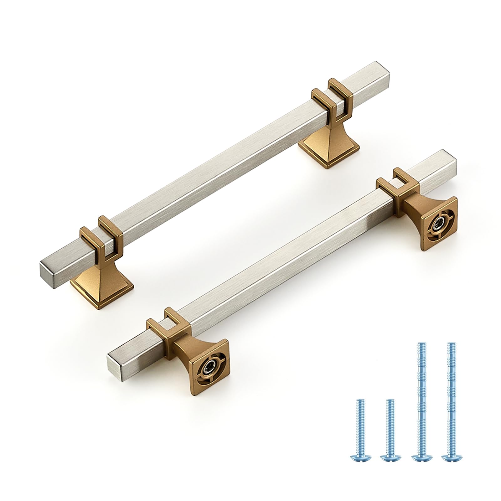 10 Pack 5 inch Brushed Nickel&Gold Cabinet Handles Square Zinc