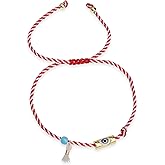 Agriajun Evil Eye Heart Beaded Charm Bracelets for Women, Cute Handmade Beads Adjustable Red Rope Bracelet Friendship Holiday Jewelry Gift.