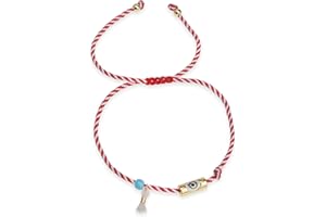 Agriajun Evil Eye Heart Beaded Charm Bracelets for Women, Cute Handmade Beads Adjustable Red Rope Bracelet Friendship Holiday Jewelry Gift.