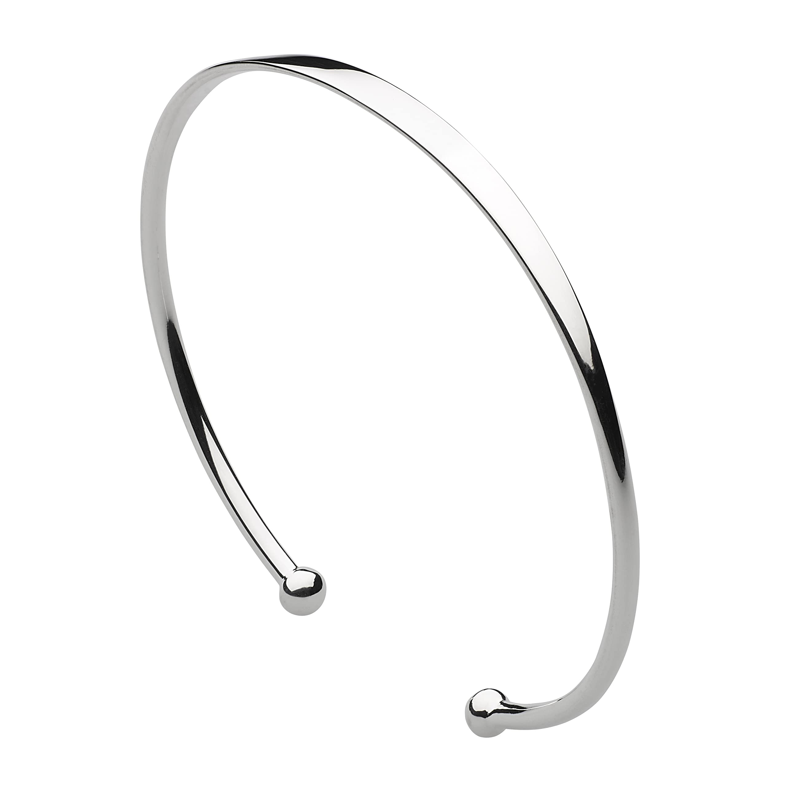Dew Sterling Silver Open Torque Ball Bangle