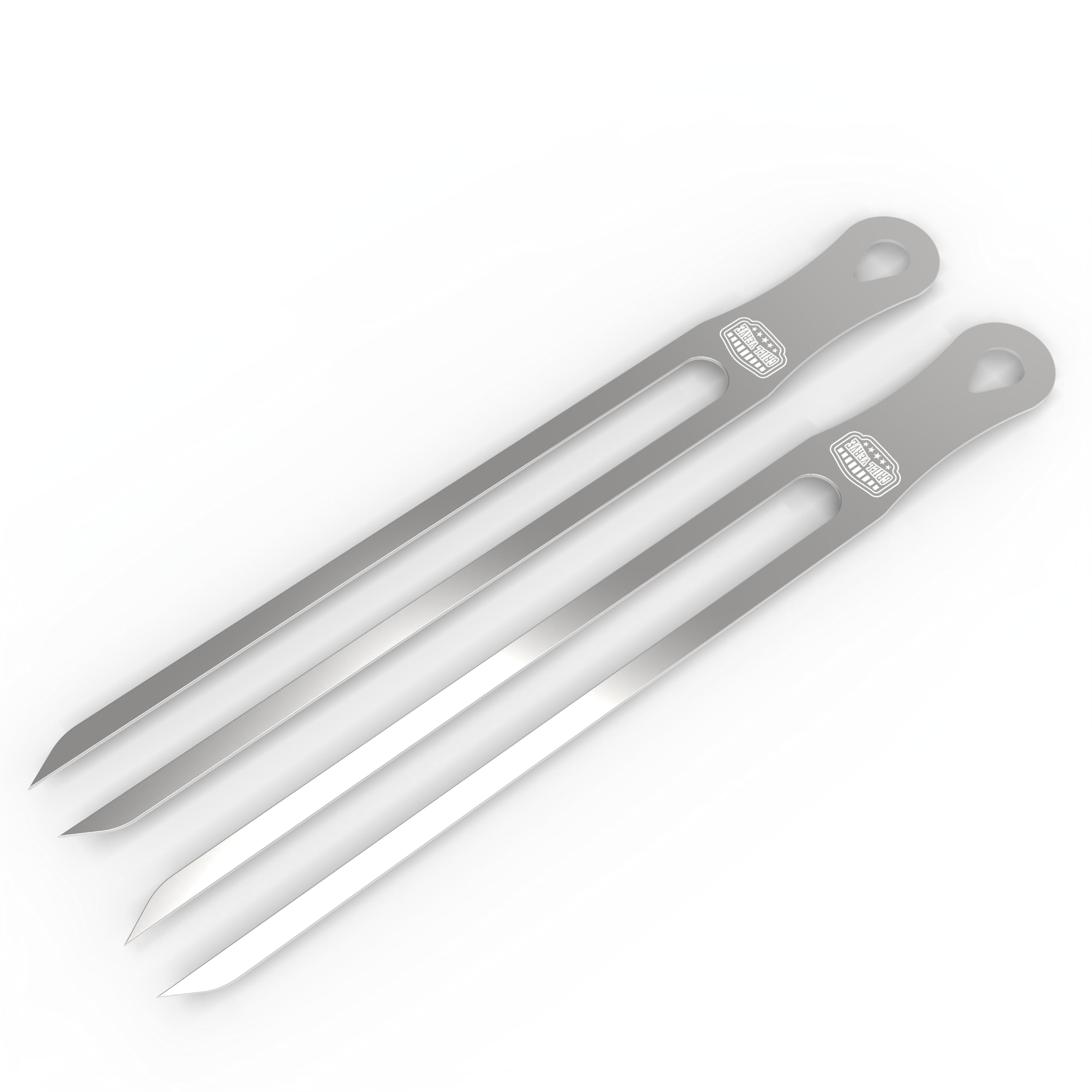 Photo 1 of Grillverve 21" BBQ Skewers (2-Pack) – Flat Double-Pronged Stainless Steel Kabob Skewers for Meat & Veggies – Durable, Reusable, Easy to Clean