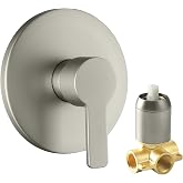 DOLGABA Shower Valve Handle Trim Kit Rough-in Control Valve, Brushed Nickel | Wall Mount, Single Function, NPT1/2 Female Thread, Bathroom Fixture, 1 Way