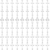 UNICRAFTALE 60Pcs 6 Styles Cross Charm Crucifix Connector Charms for Bracelet Necklace Jewelry Making