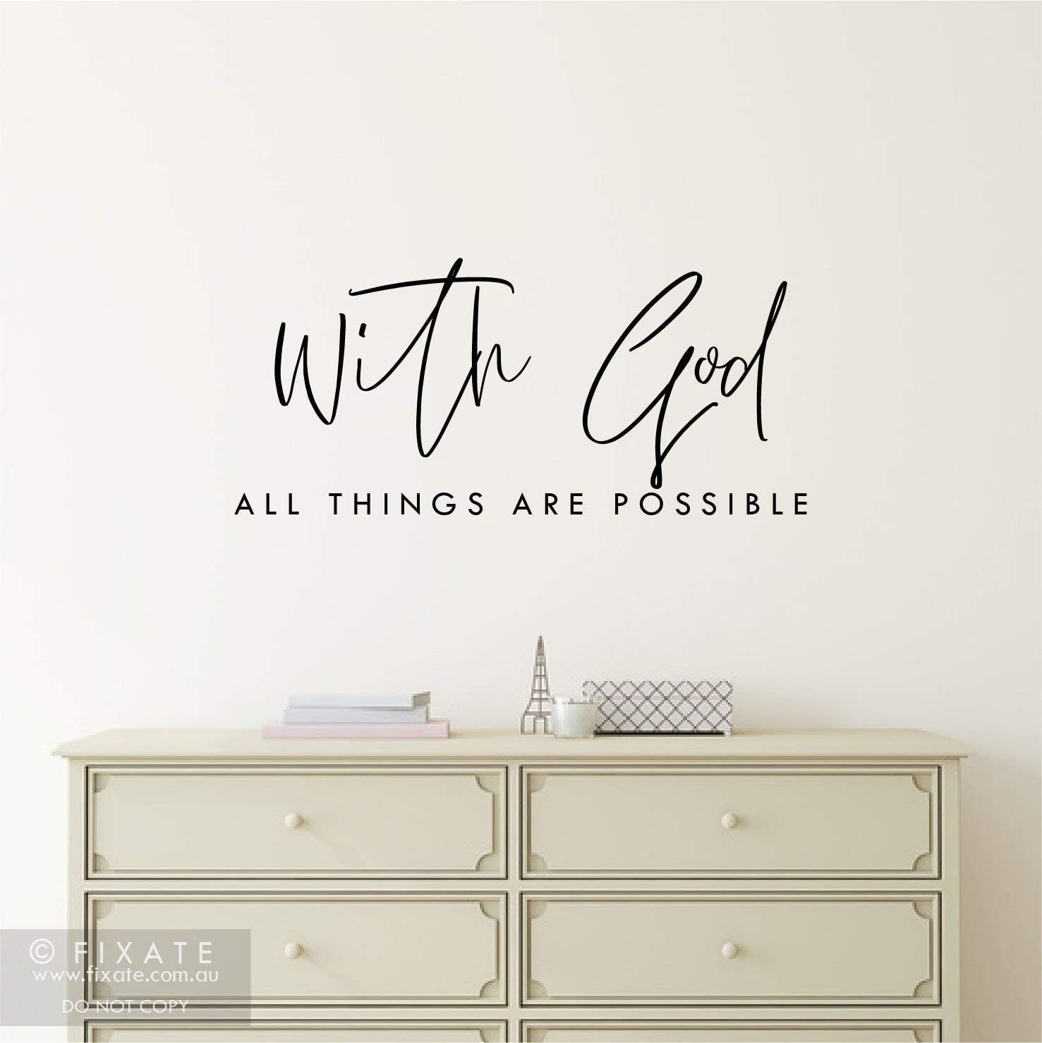 Bible Verse Wall Sticker Quote Religious Wall Decor Quote Scripture Wall Decal Bible Verse Decor with God All Things are Possible Wall Words
