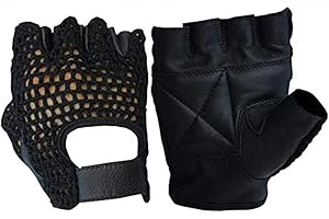 A&H Apparel Leather Net Driving Weight Training Cycling Wheelchair Fitness Gloves