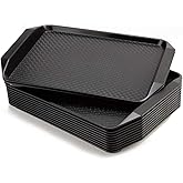 Eslite Plastic Fast Food Serving Tray,16.95 by 11.82-Inch,Set of 12 (Black)
