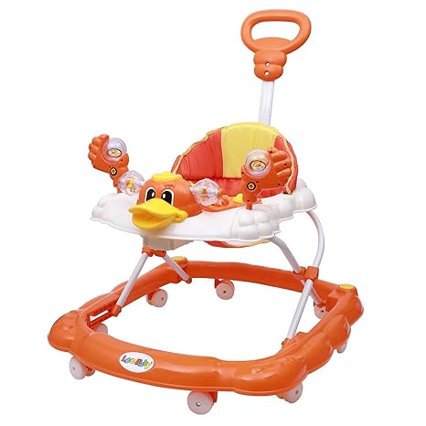 Love Baby Ultra Soft Seat Baby Activity Walker with Parental Control Handle, Adjustable Height and Musical Tray and Toys (6 Months to 3 Years) (Orange)