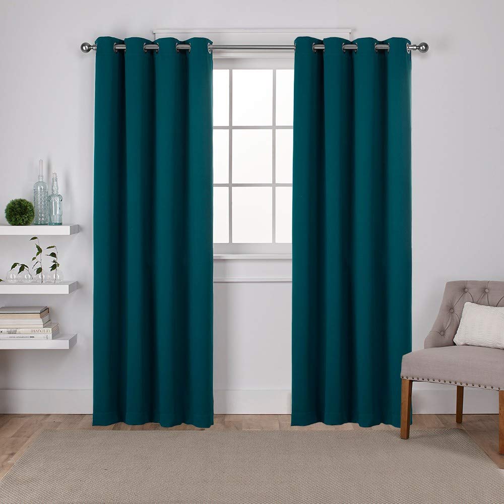 Exclusive Home Curtains Sateen Woven Blackout Grommet Top Panel Pair, Sapphire Teal, 52x84, 2 Piece — image 1