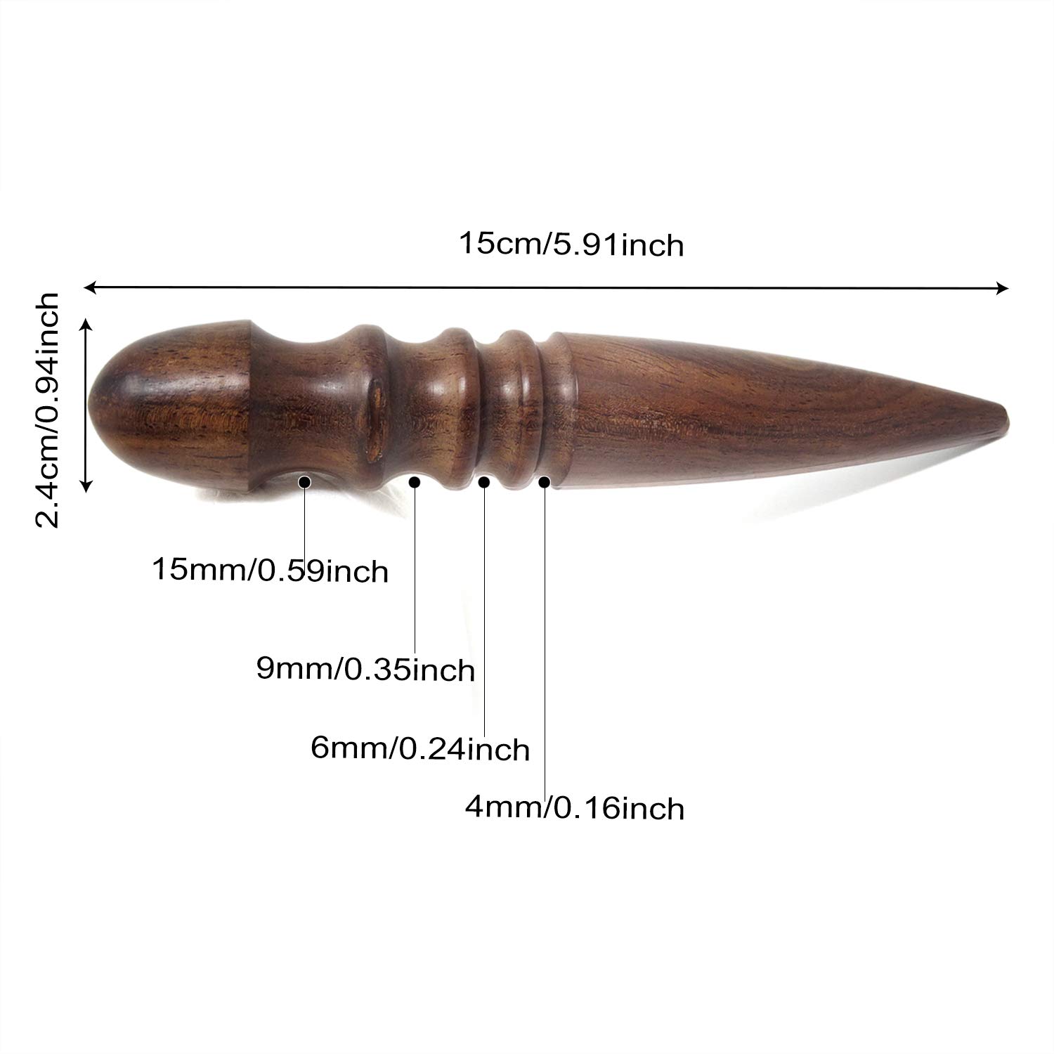 Honbay 1PCS Ebony Wood Leather Edge Burnisher Tool for Burnishing Leather Projects (4 Grooves)