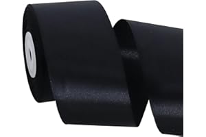 TONIFUL 2 Inch x 25 Yards Wide Black Satin Ribbon Solid Fabric Ribbons Roll for Valentine's Day Crafts Chair Sash Gift Wrappi