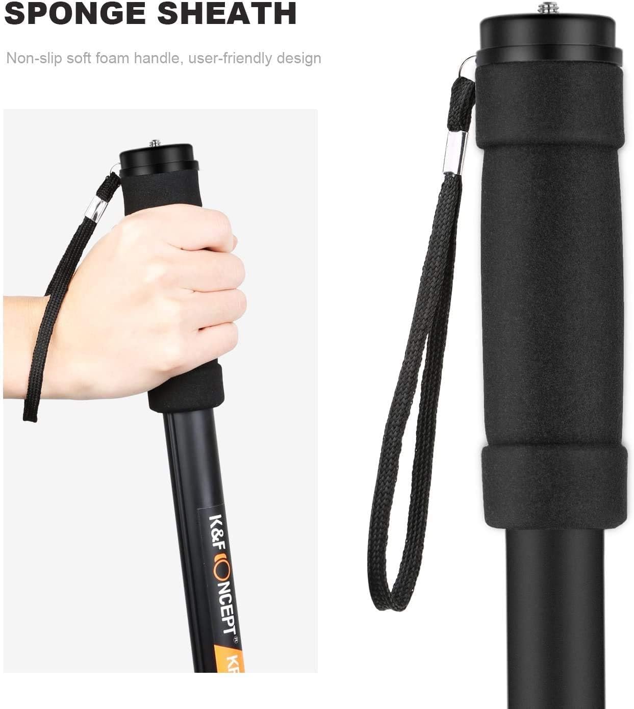 Camera Monopod, K&F Concept 4-Section 67"/171CM Compact Portable Travel DSLR Monopod Unipod Stand Walking Trekking Stick Aluminum Alloy Lightweight SLR Cameras Canon Nikon Sony Camcorder Video : Camera & Photo