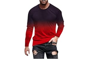 JXSOYEN Mens Gradient Shirts Casual Long Sleeve Crewneck Loose Soft Oversized Pullover Tops Basic Blouses