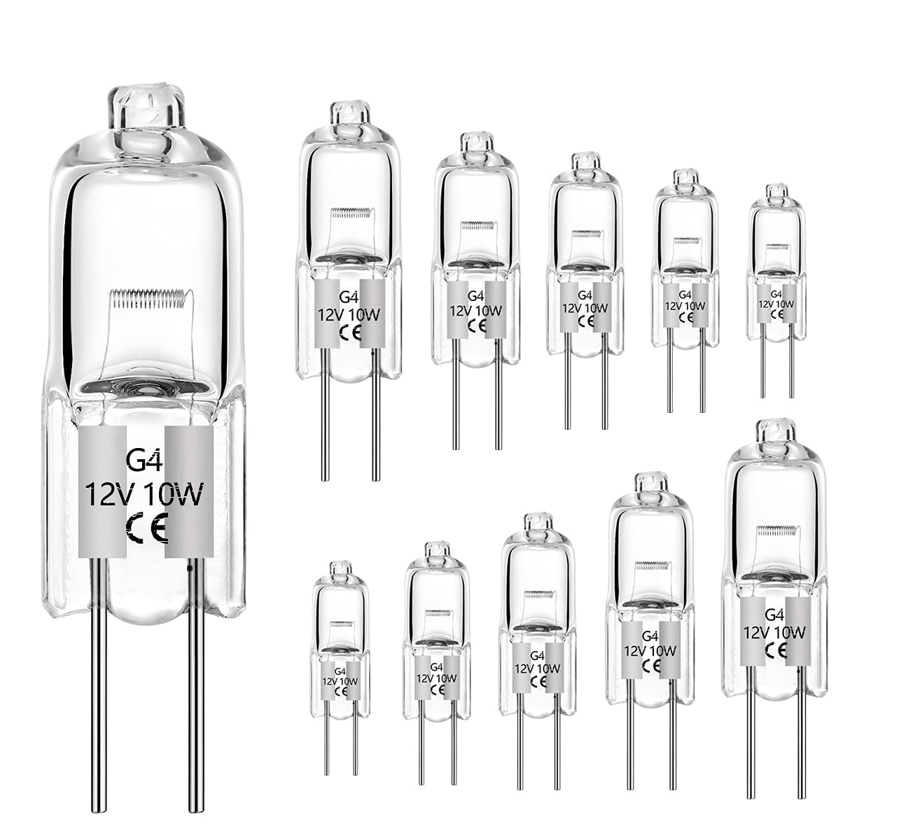 AHEVO 10W G4 Halogen Light Bulb Warm White 2700K,12V,Pack of 10