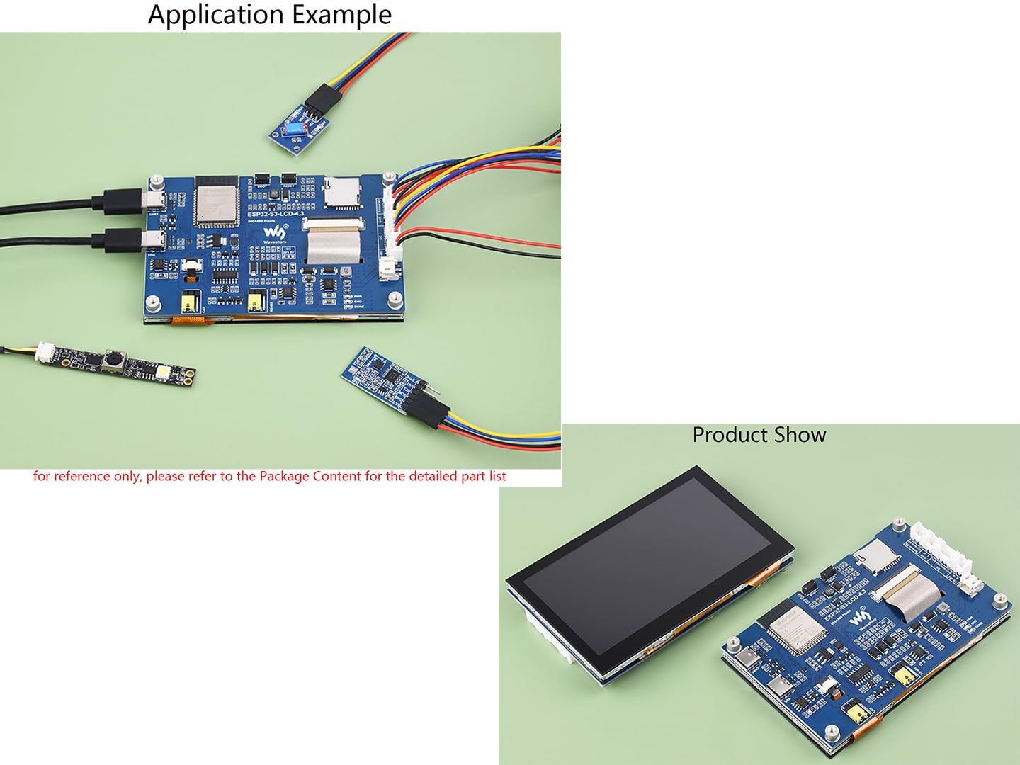 4.3inch Capacitive Touch Screen Onboard ESP32-S3 Microcontroller Development Board, 800x480 Pixels, Support 2.4GHz WiFi and BLE 5, with Sensor/CAN/RS485/I2C Interfaces for Peripherals Expansion