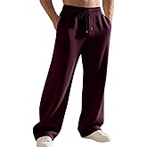 TAFLE Mens Striped Sweatpants Baggy Wide Leg Casual Pants Loose fit with Elastic Waist and Pockets