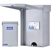 50 Amp GFCI Breaker Box,IP65 Waterproof Design,AC Breaker Panel with Ground | 3-Wire System(1 Hot,1 Neutral,1 Ground )，Galvanized Steel,Enlarged NEMA 3R Enclosure for Indoor and Outdoor