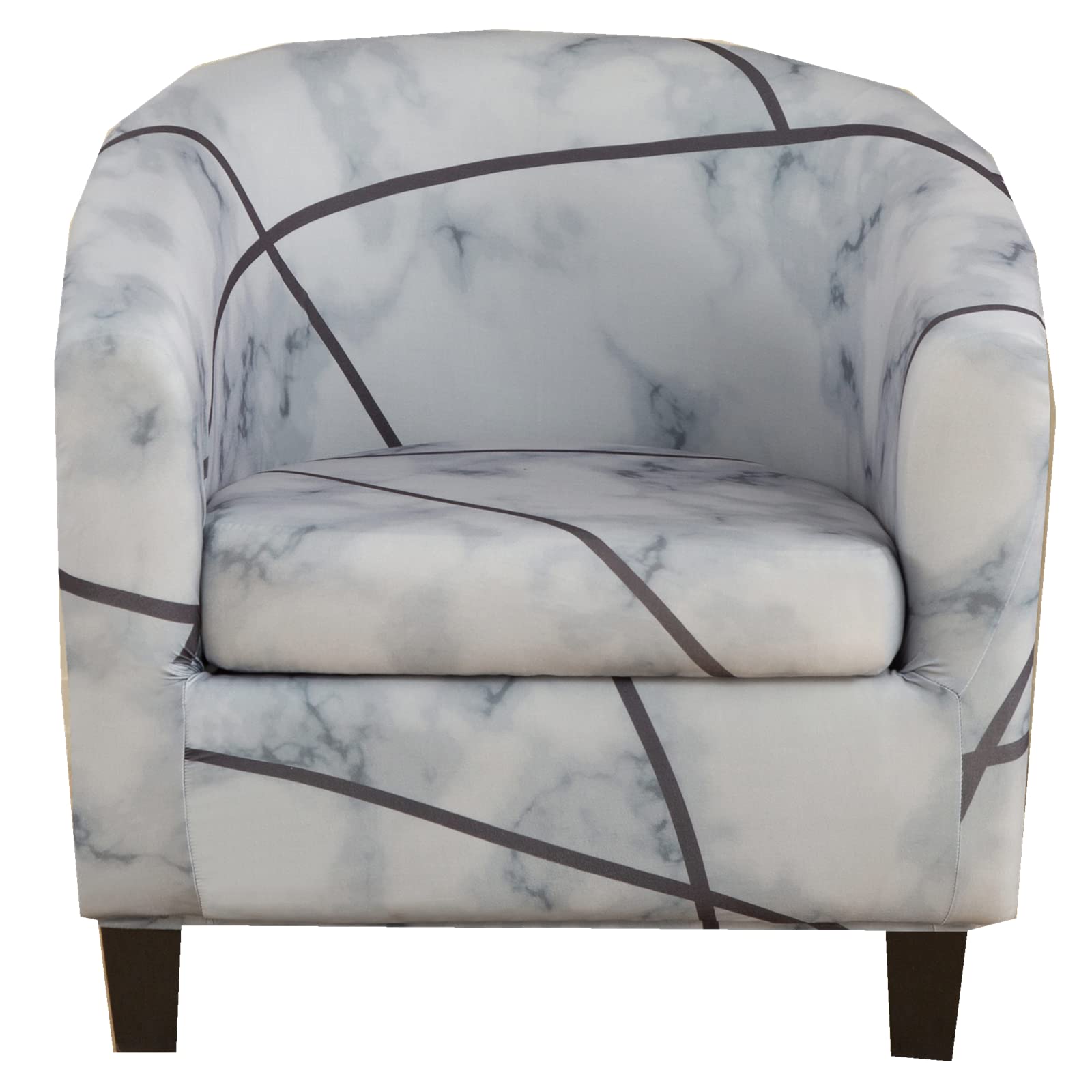 Mingfuxin 2 Piece Stretch Printed Tub Chair Cover, Soft Spandex Club Chair Slipcovers with Cushion Cover Round Barrel Armchair Sofa Covers Slipcovers Couch Protector(Printed # 4535)