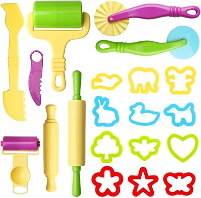 nuoshen 20 Pcs Clay Dough Tool Kit Plastic Modelling Tools Set Kids Random Color