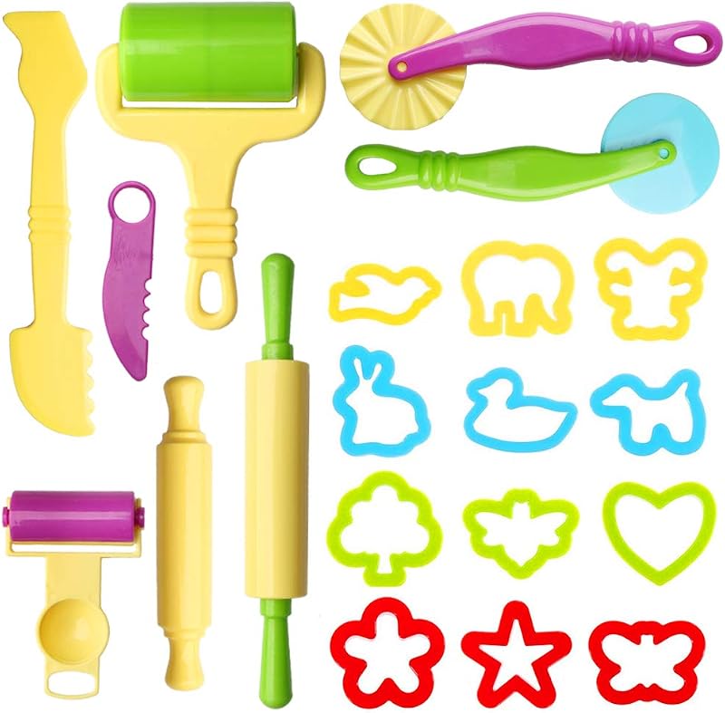 nuoshen 20 Pcs Clay Dough Tool Kit Plastic Modelling Tools Set Kids Random Color