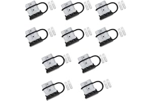 DENT-DE-LION 10 Pcs 6 Gauge 50A Battery Quick Connect Disconnect Connector with 6 AWG, Jumper Cable Plug Connector Kit for Recovery Winch, Trailer, Towing Systems (Grey with Cover)