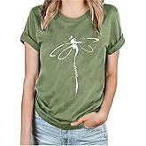 BAOKUAN Women's Dragonfly Graphic Tees Trendy Casual Loose Summer Funny Cute Printed Short Sleeve Shirts Tops