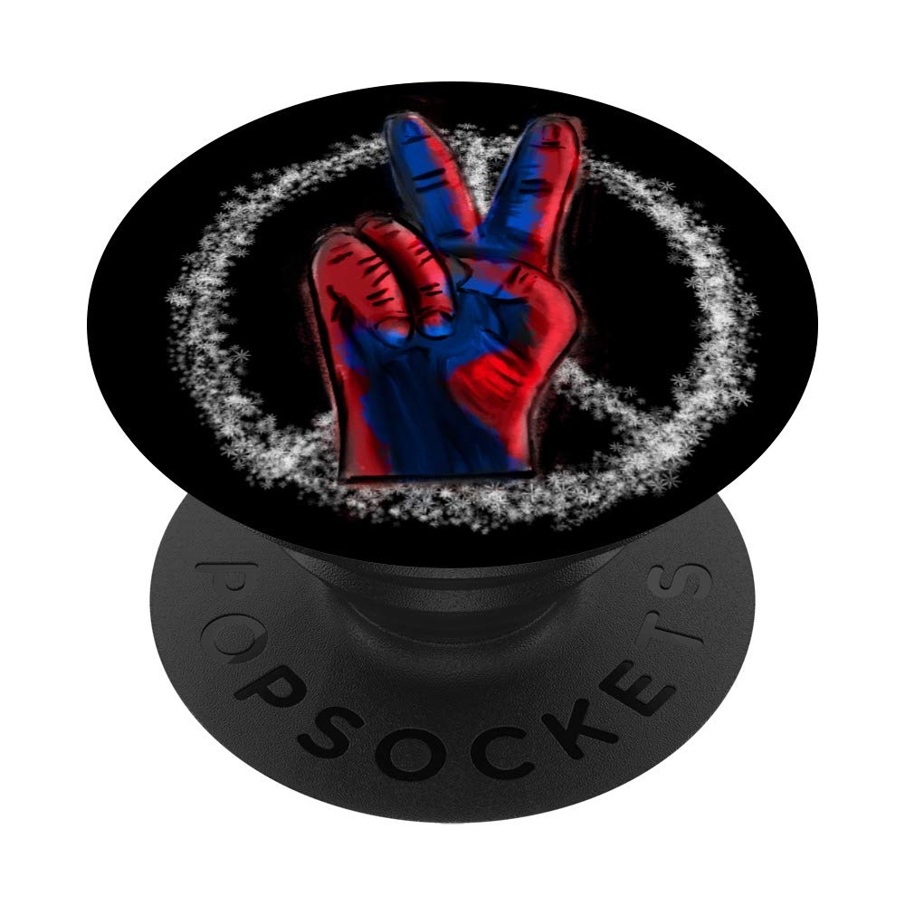 Peace Symbol With Finger Sign Red White and Blue Hippy Style PopSockets PopGrip: Swappable Grip for Phones & Tablets