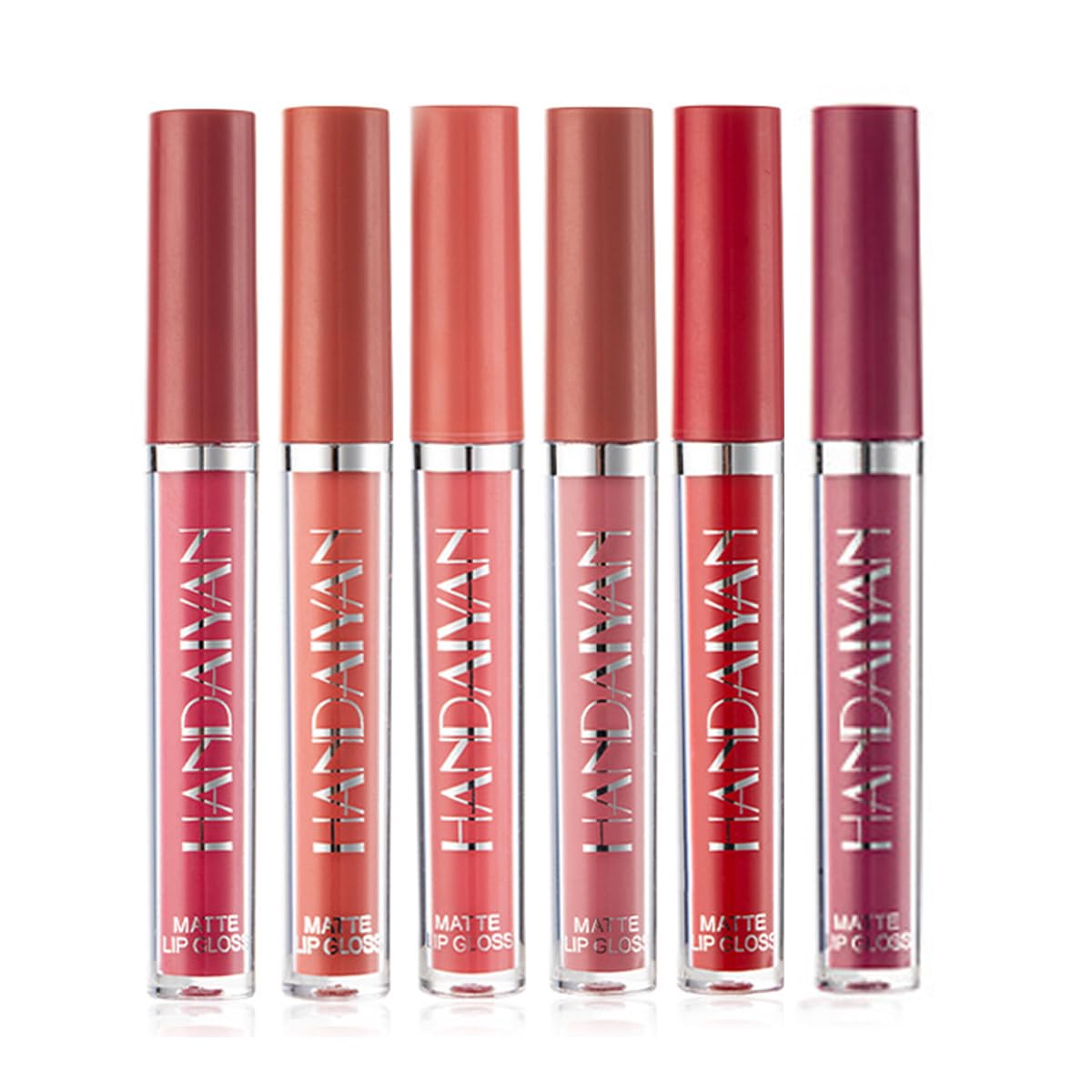 6 Pcs Matte Liquid Lipstick Set Lip Gloss Clear Labiales Makeup Non-Stick Cup Not Fade Nude Waterproof Long Lasting Lip Sticks That Brings Out Natural Color Gift For Women