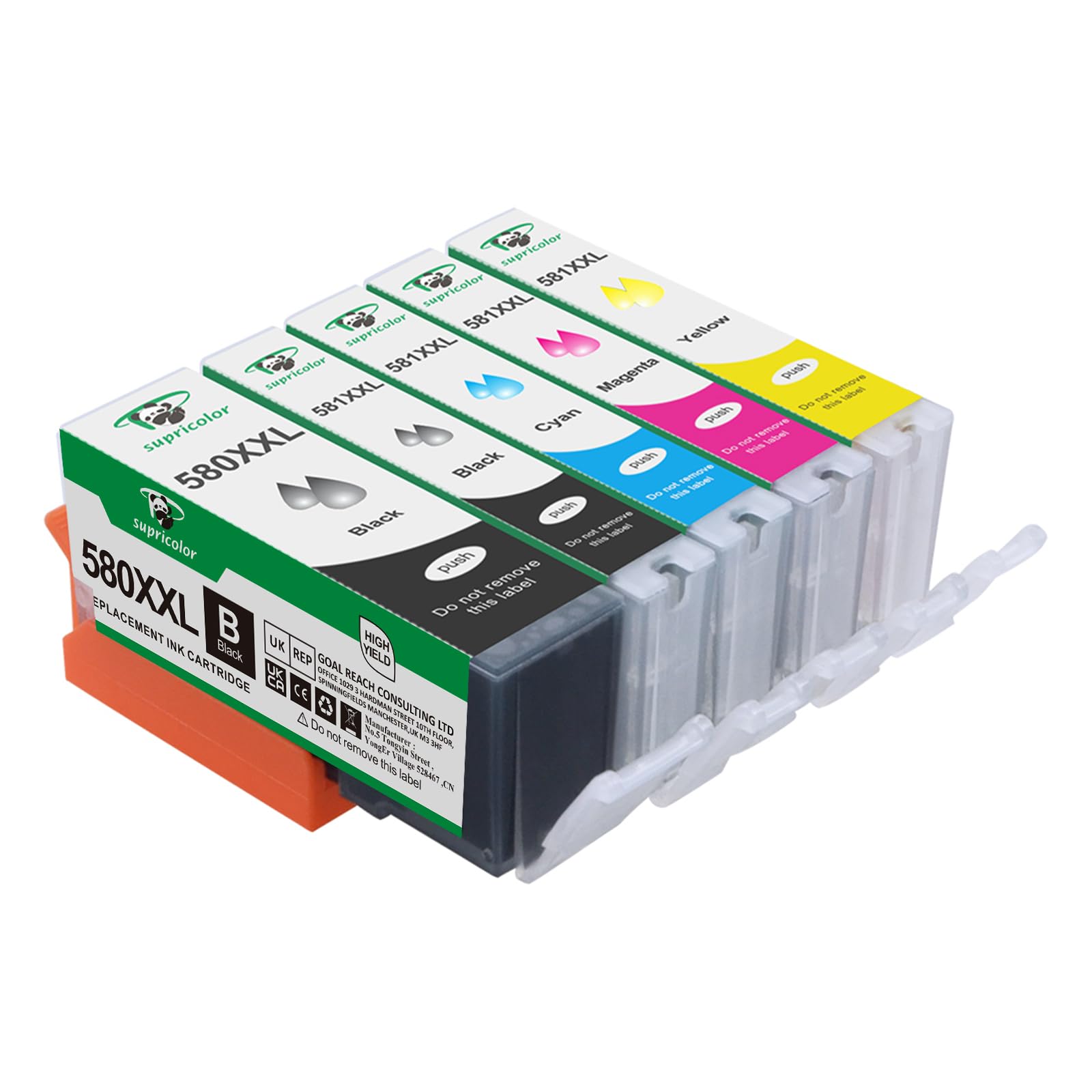 Supricolor PGI-580XXL CLI-581XXL Ink Cartridges PGI 580 XL CLI 581 XL 5 Color, Use with TS705 TS8350 TR8550 TS6350 TS6250 TS8250 TS8150 TR7550 TS9150 TS9550 TS6151 TS6150 TS8251 Printers