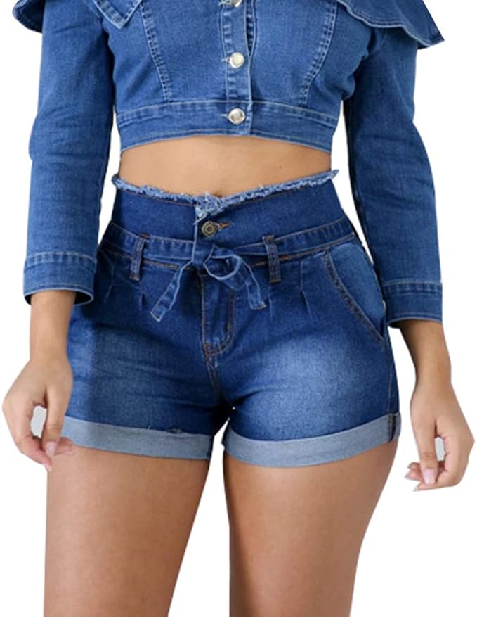 Buy Oflive Women's Sexy High Waisted Stretch Mini Denim Shorts Hot