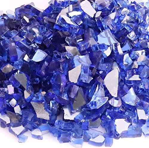 KIBOW 10-Pound Pack Crushed Fire Glass for Gas Fire Pit/Fire Table, (About 1/4 to 1 Inch)-Cobalt Blue