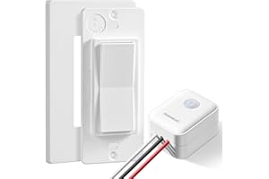SURAIELEC Wireless Light Switch and Receiver Kit, Decorator Rocker Wall Switch, 15 AMP, 100FT RF Range, No Wiring No WiFi, Re