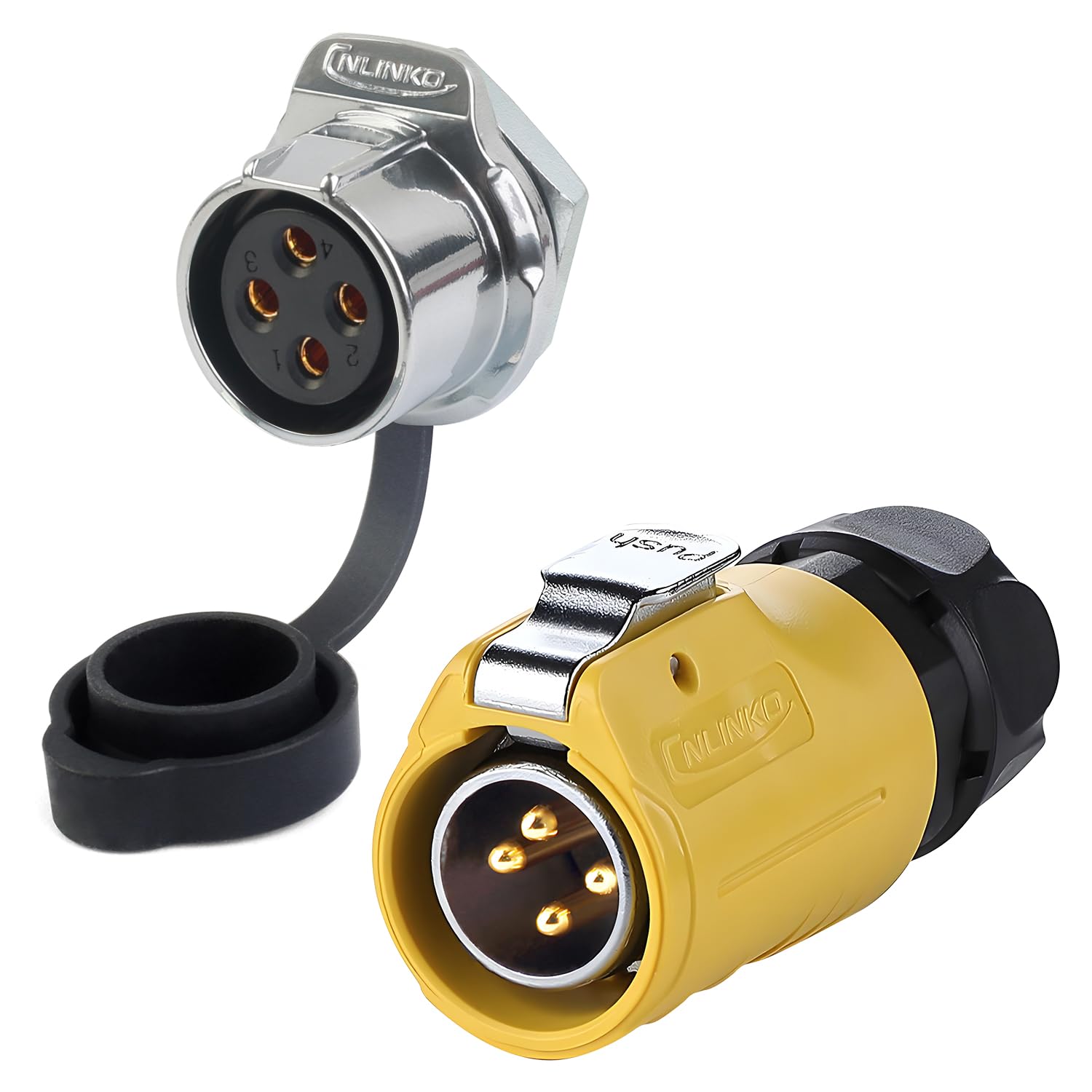 Photo 1 of CNLINKO LP-20 4 Pin IP68 Waterproof Connector M20 Male Plug Female Socket Fast Locking 2-12 Pin Circular Connector for Stage Lighting Solar Panel Wiring(4 Pin)