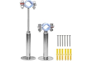 AKIHISA 3/4 Inch Wall Mount Ceiling Mount Pipe Support Ring Hanger,2 PCS Adjustable Stainless Steel Pipe Bracket Clamp Range 