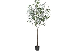 OAKRED Artificial Eucalyptus Tree 6FT, Tall Fake Eucalyptus Tree Indoor, Large Faux Plants Artificial Silk Trees for Home Decor Outdoor Office Gift Ornaments, Set of 1