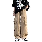 Linsennia Gothic Cargo Pants with Pockets for Men Women Girls Side Slit Baggy Streetwear Y2K Pants