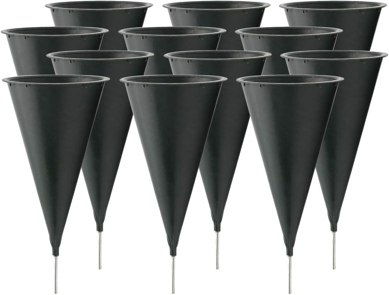 Decorative Garden Stakes - Royal Imports Grave Cones Flowers Holder Decorations for Cemetery, Outdoor Memorial Markers, Floral Vase Plastic Pot with Metal Ground Spikes/Stakes, Medium, Set of 12