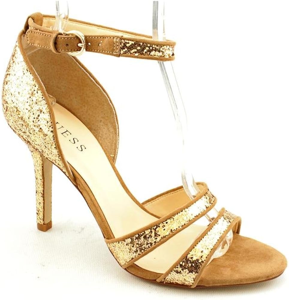 guess gold glitter heels